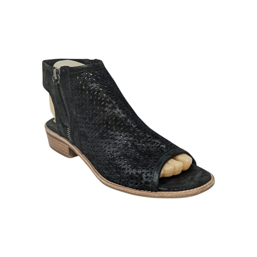 Sofft Nalda Black Leather Peep Toe Booties Sandals 7.5M
